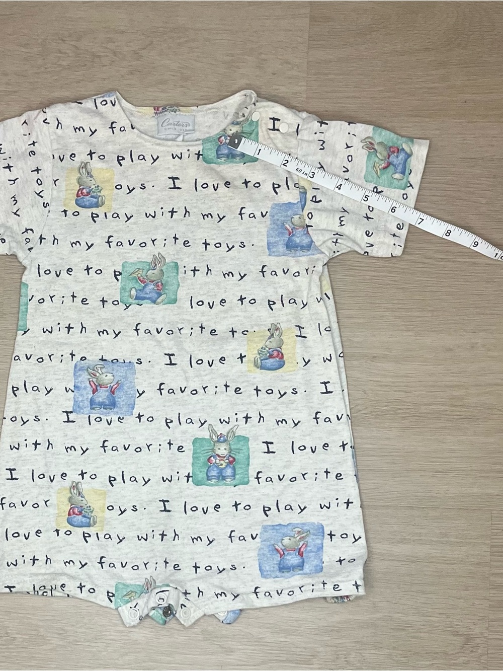 Carter’s Vintage Romper Peter Rabbit Bunny Print Short Sleeve in Cream - Picture 7 of 8